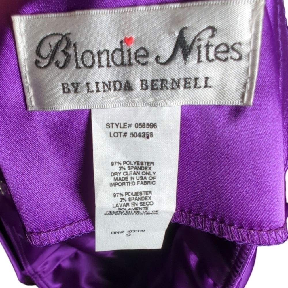 Vintage Blondie Nites Purple Ruched Bow Slip Dress Size 9 Jr / S - Picture 5 of 11